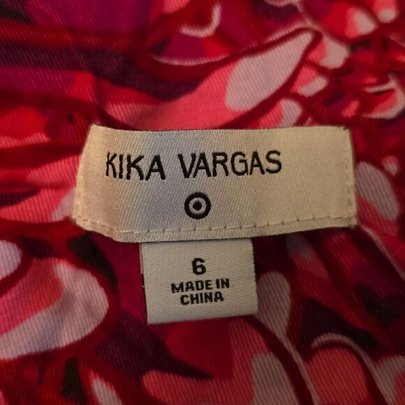Kika Vargas Women's size 6‎ Hot pink Floral Mock Wrap Zip Mini Skirt pockets - Picture 5 of 8